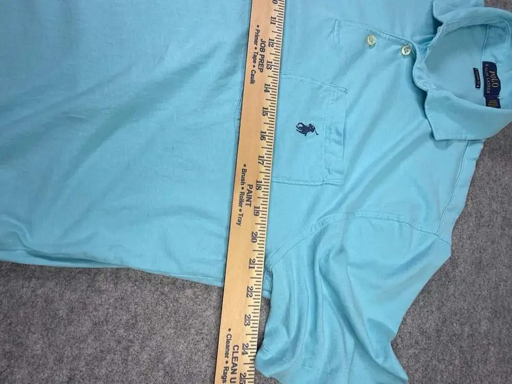 Polo Ralph Lauren Classic Fit Polo Shirt Size M Light Blue Pocket 100% Cotton